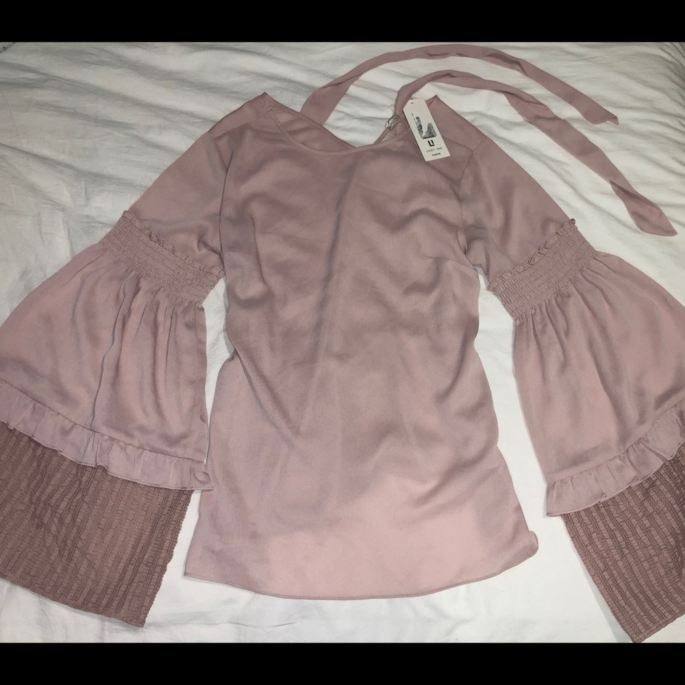 NWT Lost Ink Curve Bell Sleeve Top